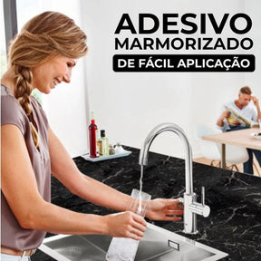 Adesivo Marmorizado para Decoração de Cozinha, Pias, Armários e Escritórios