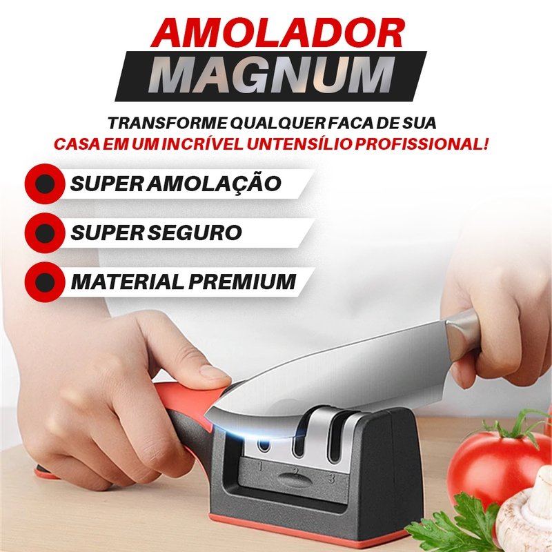 Amolador de Facas 3 em 1 Magnum - Amolador para facas 3 etapas, 3 em 1