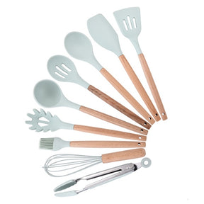 Kit de utensílios de cozinha de madeira (Conjunto de Silicone)