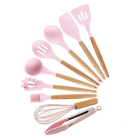 Kit de utensílios de cozinha de madeira (Conjunto de Silicone)