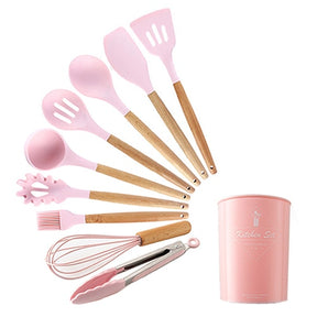 Kit de utensílios de cozinha de madeira (Conjunto de Silicone)