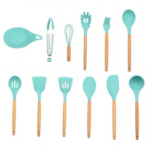 Kit de utensílios de cozinha de madeira (Conjunto de Silicone)